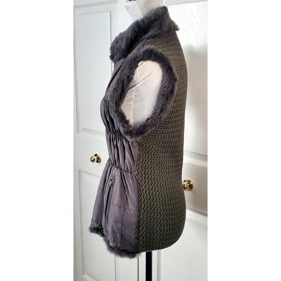 Linda Richards Luxury Gray Rabbit Fur & Ruched Silk Reversible Vest Sz Small EUC - Picture 3 of 7